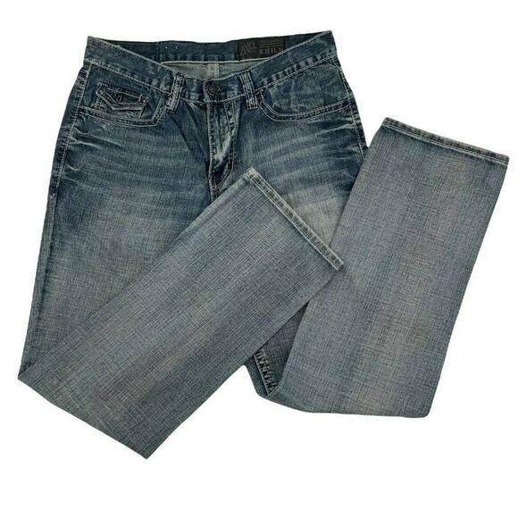 T.K. Axel Jeans Mens 32X34 Straight Leg Stonewash Whiskers Button Pockets Denim - Picture 5 of 10